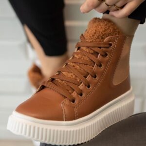 Bota Coturno Pelinho Marrom