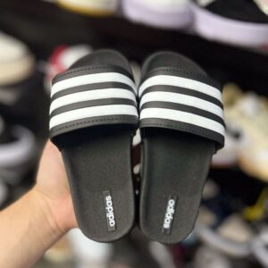 Chinelo Slide Adidas Preto e Branco Infantil