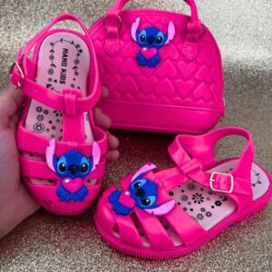 Kit Bolsa e Sandalia Stitch Rosa Baby