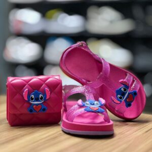 Kit Bolsa e Sandalia Stitch Rosa Baby